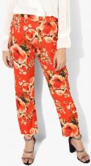 Gq Orange Printed Regular Fit Coloured Pants women