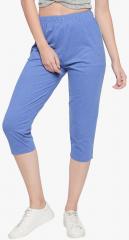 Greenwich Blue Solid Regular Fit Capris women