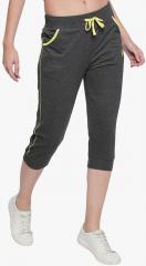 Greenwich Charcoal Solid Regular Fit Capris women