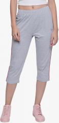 Greenwich Grey Melange Solid Slim Fit Capris women