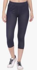 Greenwich Navy Blue Solid capri women