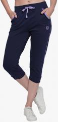 Greenwich Navy Blue Solid Regular Fit Capris women