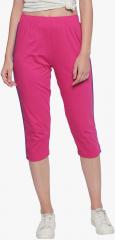 Greenwich Pink Solid Slim Fit Capris women