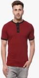 Gritstones Maroon Solid Henley T Shirt men