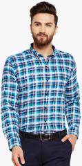 Hancock Blue Checked Slim Fit Formal Shirt men