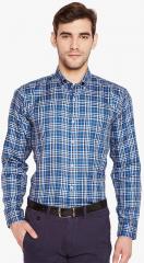 Hancock Blue Slim Fit Checked Formal Shirt men