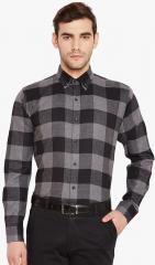 Hancock Grey Slim Fit Checked Formal Shirt men