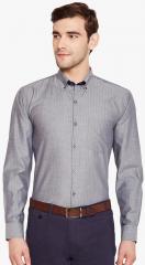 Hancock Grey Slim Fit Self Design Formal Shirt men