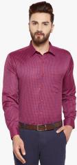 Hancock Maroon Slim Fit Checked Formal Shirt men