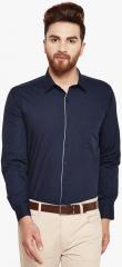 Hancock Navy Blue Comfort Slim Fit Solid Formal Shirt men