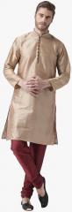 Hangup Beige Self Design Kurta Pyjama men