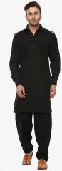 Hangup Black Solid Kurta Pyjama men