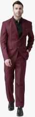 Hangup Maroon Regular Fit Single Breasted Formal Suit men