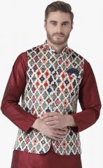 Hangup Multicoloured Printed Nehru Jacket men