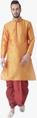 Hangup Mustard Solid Kurta Dhoti Pant men