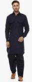 Hangup Navy Blue Solid Kurta Pyjama men