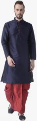 Hangup Navy Blue Solid Kurta Pyjamas men