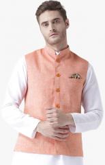 Hangup Peach Textured Ethnic Jacket men