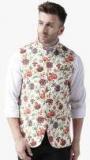 Hangup White Printed Nehru Jacket Men