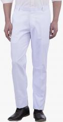 Hangup White Solid Regular Fit Formal Trouser men