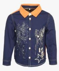 Happy Face Navy Blue Casual Shirt boys