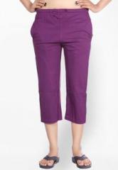 Happy Hours Purple Solid Capri women