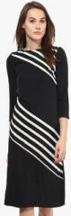 Harpa Black Coloured Striped Shift Drerss women