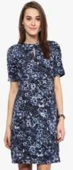 Harpa Blue Coloured Printed Shift Drerss women