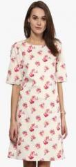 Harpa Cream Coloured Printed Shift Dress women