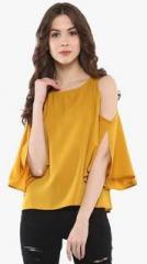 Harpa Mustard Yellow Solid Blouse women