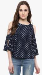 Harpa Navy Blue Printed Blouse women