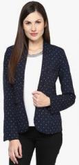 Harpa Navy Blue Printed Winter Jacket women