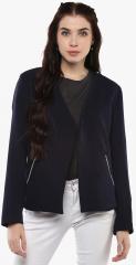 Harpa Navy Blue Solid Fitted Blazer women