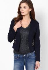 Harpa Navy Blue Solid Winter Jacket women