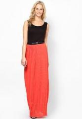 Harpa Orange Solid Maxi Dress women