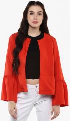 Harpa Red Solid Winter Jacket women