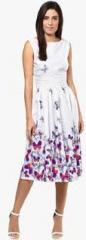 Harpa White Coloured Printed Skater Dress women