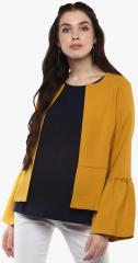 Harpa Yellow Solid Winter Jacket women