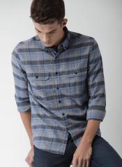 Harvard Blue Regular Fit Checked Casual Shirt men