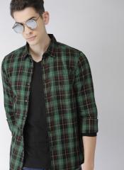 Harvard Green & Black Regular Fit Checked Casual Shirt men