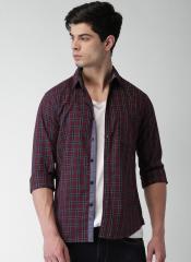 Harvard Maroon Checked Slim Fit Casual Shirt men