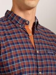 Harvard Navy Blue Checked Regular Fit Casual Shirt men