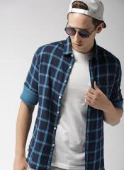 Harvard Navy Blue Regular Fit Checked Casual Shirt men