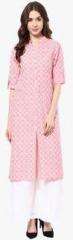 Haute 5 Pink Printed Kurta Pants Set women