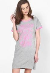 Heart 2 Heart Grey Milange Printed Nighty women