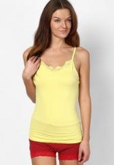 Heart 2 Heart Yellow Lace Neck Spagetti Strap Camisole women