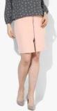 Her By Invictus Peach Solid Pencil Knee Length Skirt Women