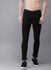 Here&now Black Skinny Fit Mid Rise Clean Look Jeans men