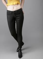 Here&now Black Skinny Fit Mid Rise Clean Look Stretchable Jeans women