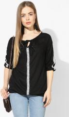 Here&now Black Solid Top women